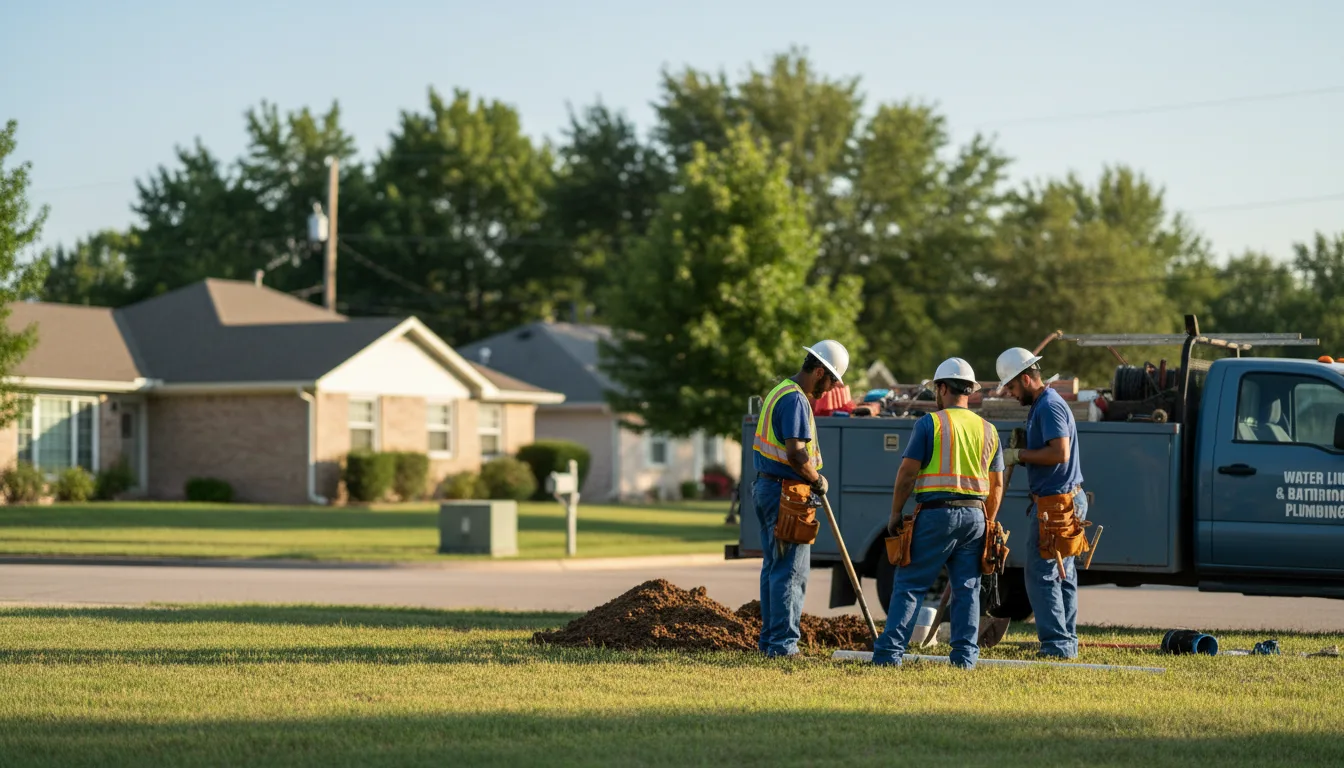 Residential water line and bathroom plumbing service in Lahoma, OK